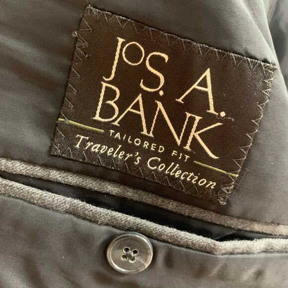 Jos. A. Bank Size 40L Men's Tailored Fit Sport Coat Blazer Jacket Gray Plaid - Picture 11 of 13